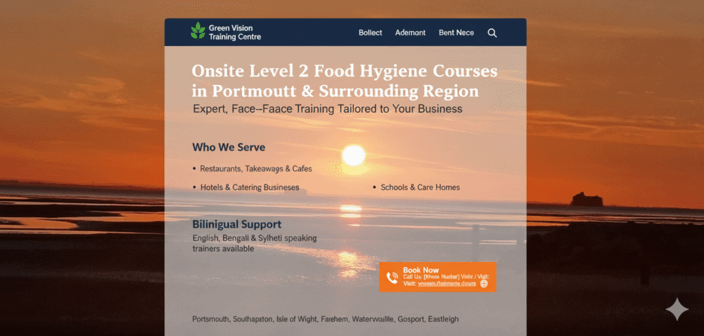 Onsite Level 2 Food Hygiene Course in Portsmouth Region
